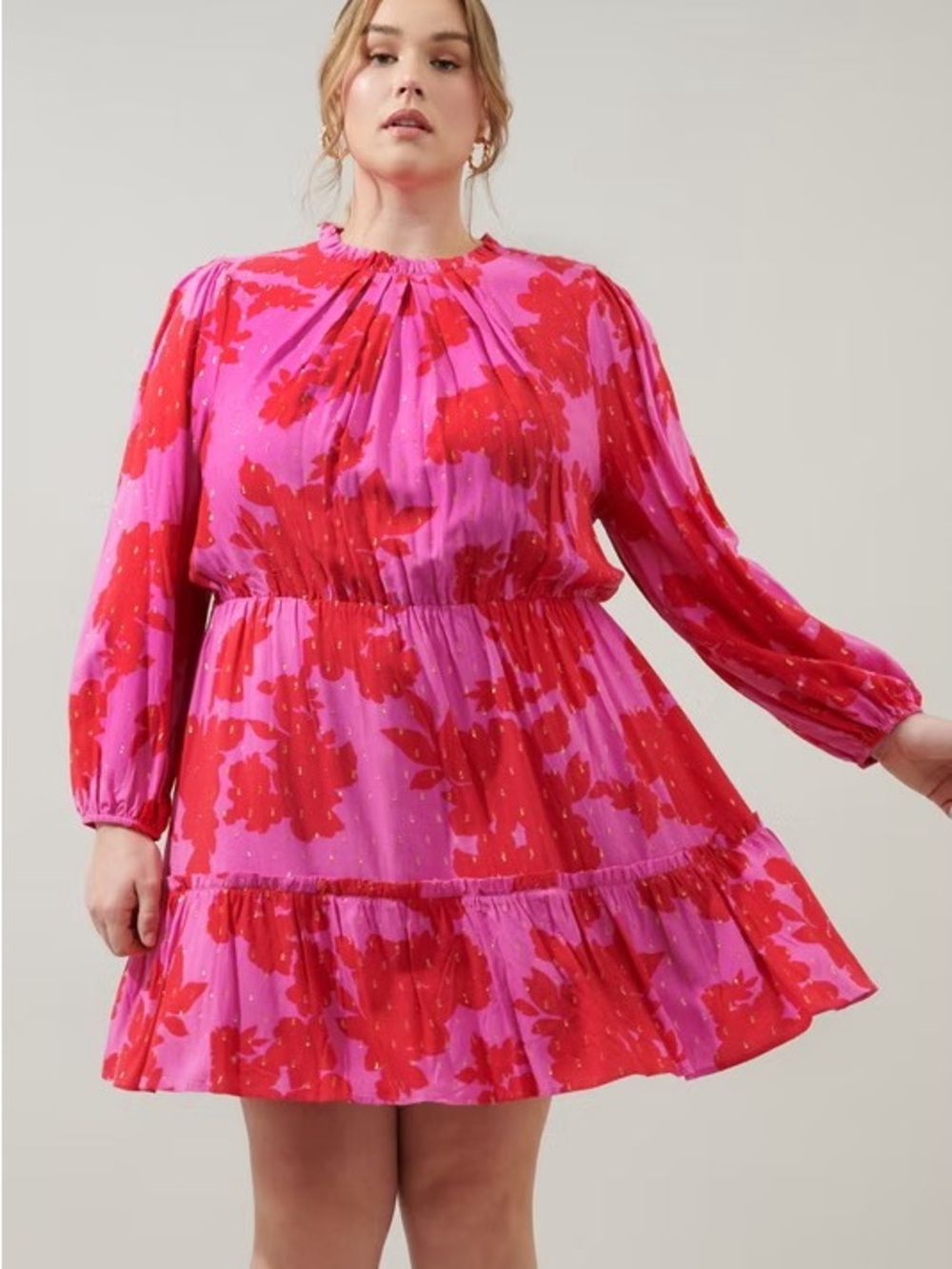Sugarlips Long-Sleeve Tiered Mini Dress S